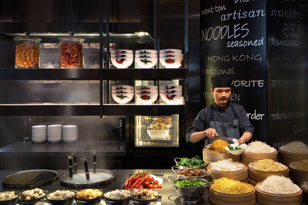 JW Cafe noodle station with chef